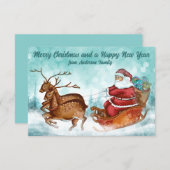 可愛いヴィンテージクリスマスカード サンキューカード (正面/裏面)