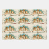 可愛いヴィンテージクリスマスビクトリアン天使 ラッピングペーパーシート (正面3)