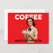 可愛いヴィンテージコーヒーで美味しい ポストカード (正面/裏面)