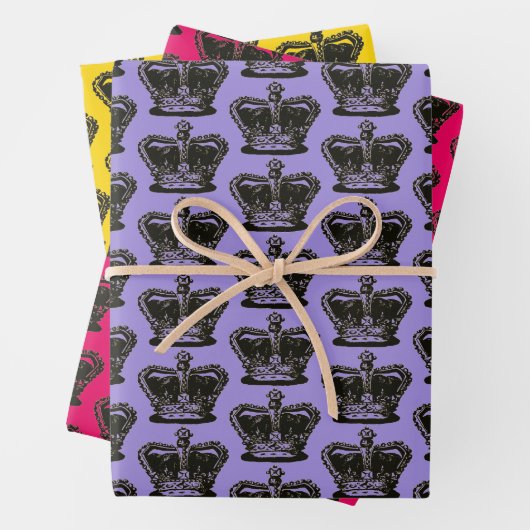 可愛いヴィンテージゴールデンクラウン詰め合わせラッカラフルプ ラッピングペーパーシート (インサイチュ)