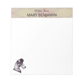 可愛いヴィンテージシュナウザードッグ&ハットプレイドパターン ノートパッド