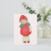 可愛いヴィンテージストロベリーガール ポストカード (スタンド正面)
