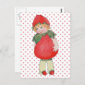 可愛いヴィンテージストロベリーガール ポストカード (正面/裏面)