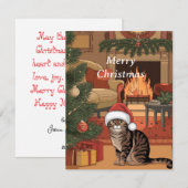 可愛いヴィンテージタビー猫クリスマスカード シーズンカード (正面/裏面)