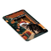 可愛いヴィンテージタビー猫クリスマスカード マグネット (右側)