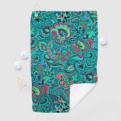 可愛いヴィンテージターコイズフローラカフリンク ゴルフタオル (インサイチュ)
