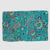 可愛いヴィンテージターコイズフローラカフリンク ゴルフタオル (横)