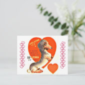 可愛いヴィンテージダッチシュント子犬バレンタイン ポストカード (スタンド正面)
