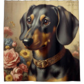 可愛いヴィンテージダッ絵画シュント シャワーカーテン (正面)