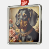 可愛いヴィンテージダッ絵画シュント メタルオーナメント (左)