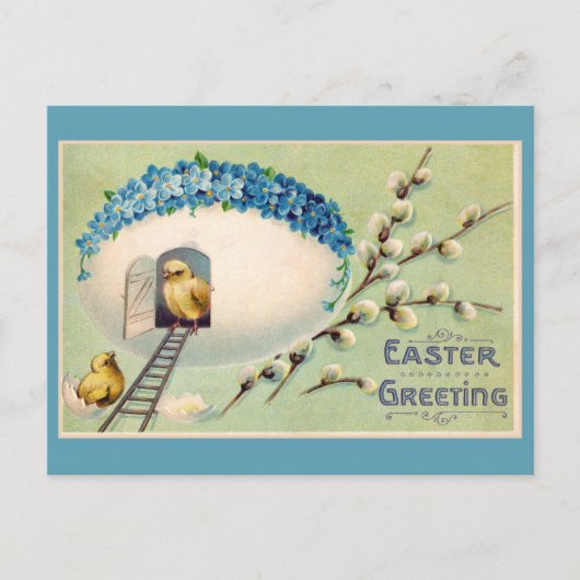 可愛いヴィンテージチックイースターグリーティング ポストカード (正面)