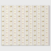 可愛いヴィンテージデイジーストライプクリームホワイト ラッピングペーパー (フラット)