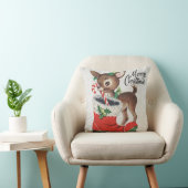 可愛いヴィンテージトナカイとキャンディーケーン枕 クッション (椅子)