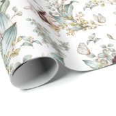 可愛いヴィンテージバニーラビットフローラデコパージュ ラッピングペーパー (ロールコーナー)