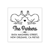 可愛いヴィンテージバニー愛する家族の名前とアドレス ラバースタンプ (インプリント)