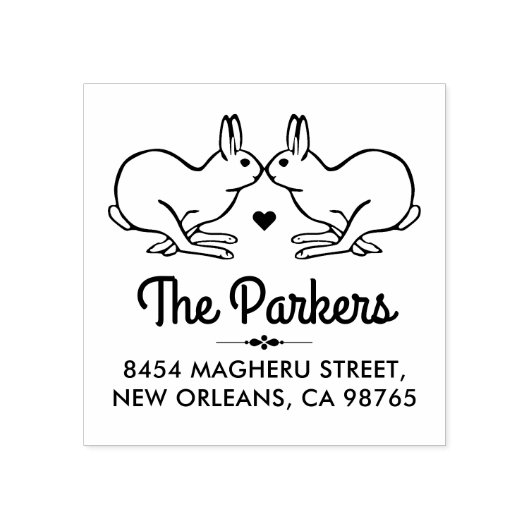 可愛いヴィンテージバニー愛する家族の名前とアドレス ラバースタンプ (インプリント)