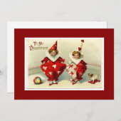 可愛いヴィンテージバレンタインキッズ シーズンカード (正面/裏面)