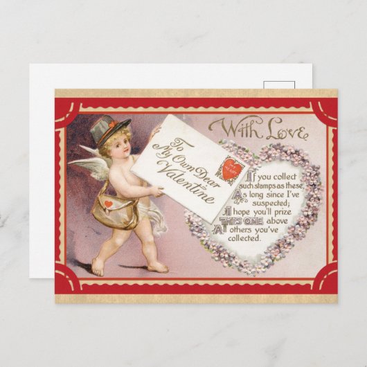 可愛いヴィンテージバレンタインデイケルビメール ポストカード (正面/裏面)