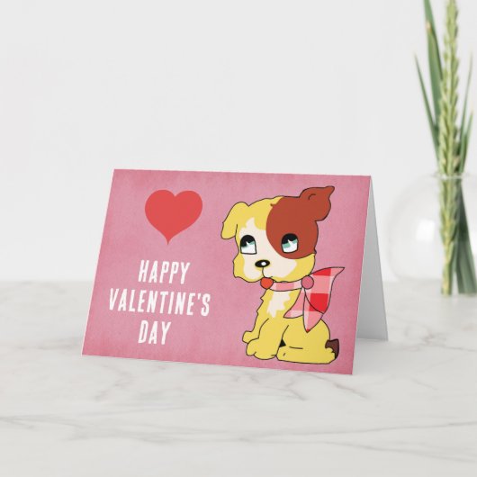 可愛いヴィンテージバレンタインデー赤いハートピンク カード (正面)