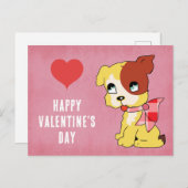 可愛いヴィンテージバレンタインデー赤いハートピンク ポストカード (正面/裏面)