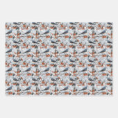 可愛いヴィンテージバードレッドベリークリスマスパターン ラッピングペーパーシート (正面3)