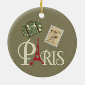 可愛いヴィンテージパリラゲージスタンプとエッフェルタワー セラミックオーナメント (裏面)