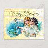 可愛いヴィンテージビクトリアンクリスマスエンジェルス歌 ポストカード (正面)