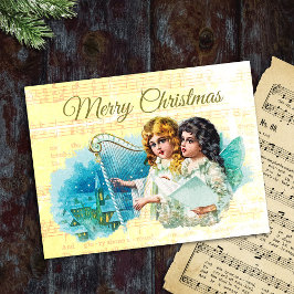 可愛いヴィンテージビクトリアンクリスマスエンジェルス歌 ポストカード