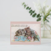 可愛いヴィンテージビクトリアン猫の詩 ポストカード (スタンド正面)