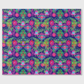 可愛いヴィンテージピンクのブルークリスマスオーナメント ラッピングペーパー (フラット)