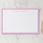 可愛いヴィンテージピンクジンガムプレイドパーソナライズされた ペーパーパッド (インサイチュ)