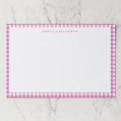 可愛いヴィンテージピンクジンガムプレイドパーソナライズされた ペーパーパッド (正面)