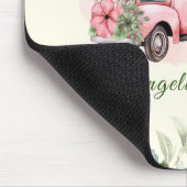 可愛いヴィンテージピンクフローラグリーン葉トラック マウスパッド (コーナー)