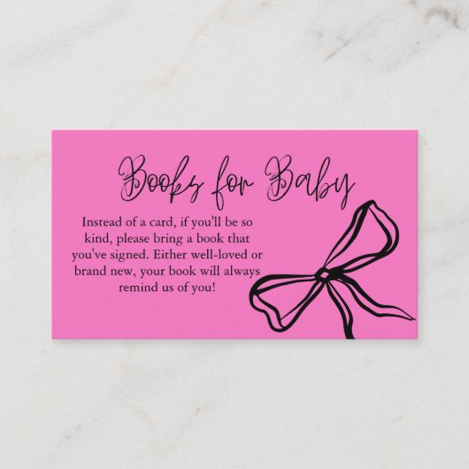 可愛いヴィンテージピンクブラックボウブックスベビー エンクロージャーカード (正面)