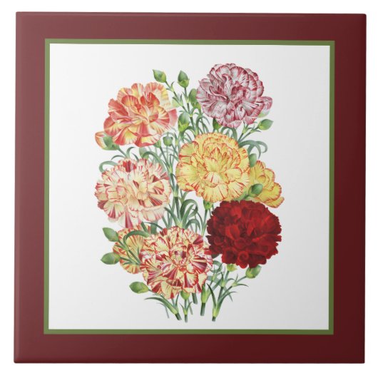 可愛いヴィンテージフローラデカール タイル (正面)