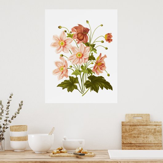 可愛いヴィンテージフローラデコールポスター ポスター (キッチン)