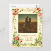 可愛いヴィンテージフローラフレームと甘い愛引用文 ポストカード (正面/裏面)