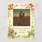 可愛いヴィンテージフローラフレームと甘い愛引用文 ポストカード (正面)
