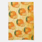 可愛いヴィンテージフ素朴ルーツウッドウォーターカラーオレンジ キッチンタオル (縦)