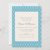 可愛いヴィンテージブルーグリーン幾何学赤ちゃんシャワー 招待状 (正面)