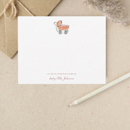 可愛いヴィンテージベビーカー女の子フラットサンキュー サンキューカード
