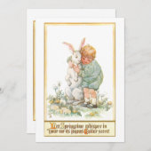 可愛いヴィンテージボーイハグイースターバニー シーズンカード (正面/裏面)