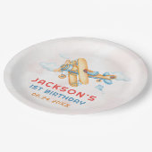 可愛いヴィンテージレトロイエローフライト1st誕生日 ペーパープレート (アングル)