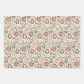 可愛いヴィンテージレトロ花包み紙シート ラッピングペーパーシート (正面3)