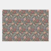 可愛いヴィンテージレトロ花包み紙シート ラッピングペーパーシート (正面3)