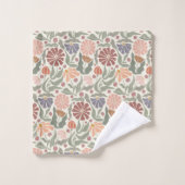 可愛いヴィンテージレトロ花風呂タオルセット バスタオルセット (ウォッシュタオル)