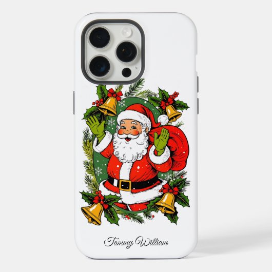 可愛いヴィンテージ伝統的エレガントメリークリスマス iPhoneケース (裏面)