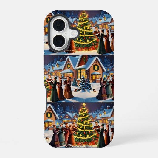 可愛いヴィンテージ伝統的エレガントメリークリスマス iPhone 16ケース (裏面)