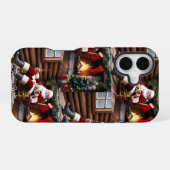可愛いヴィンテージ伝統的エレガントメリークリスマス iPhone 16ケース (裏面横)