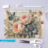 可愛いヴィンテージ切り花 薄葉紙 (クラフト)